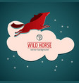 red wild horse emblem vector image vector image