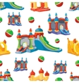 seamless pattern of inflatable castles vector image vector image