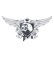 skull with floral and wings vector image