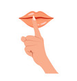 keep silence icon be quiet lips and hand vector image