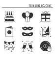 party celebration thin line icons set birthday vector image