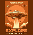 ufo ship vintage flyer monochrome vector image vector image