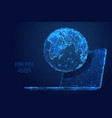 earth on laptop screen low poly vector image vector image