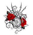 mechanical spider with red roses vector image