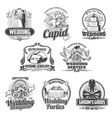 wedding ceremony gift cake bride and groom icons vector image