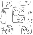 abstract face seamless pattern continuous line vector image