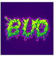 cannabis bud word melted hand lettering text vector image vector image