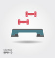 step board and dumbbells icon flat vector image