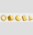 3d set of golden geometric shapes modern metal vector image