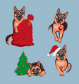 a german shepherd and wolfhound christmas set vector image
