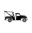 black silhouette wrecker truck with broken car vector image