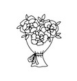 hand drawn bouquet flowers with bow doodle vector image