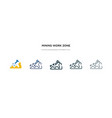 mining work zone icon in different style two vector image vector image