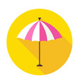 flat sun summer umbrella circle icon with long vector image vector image