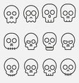 cartoon skull icon set vector image