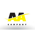 aa a black and yellow letter logo with swoosh vector image