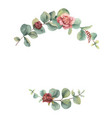 watercolor wreath green branches vector image