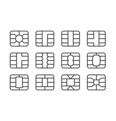 Silver credit card with chip icon isolated Vector Image