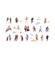 set people walk and performing outdoor activity vector image vector image