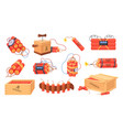 tnt dynamite cartoon bomb with burning wick vector image