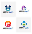 set lungs health care logo design concept vector image vector image