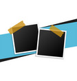 two photo frames with tape background design vector image vector image