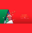 year papercut winter house banner vector image