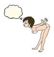 cartoon pin up girl in underwear with thought vector image