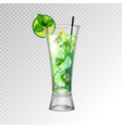 realistic cocktail mojito glass vector image