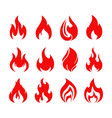 red fire flame isolated icons campfire or bonfire vector image