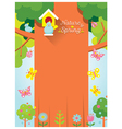 spring season background with bird and big tree vector image vector image