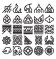 Thai art line pattern icon set Royalty Free Vector Image