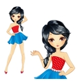 brunette girl in blue skirt vector image