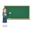 female teacher on lesson with chalkboard vector image