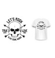 rock and roll t-shirt graphic design with skull vector image vector image