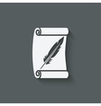 scroll and feather writing symbol vector image vector image