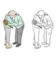 senior woman hugging his husband standing vector image
