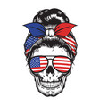 skull mom usa headband america design on white vector image vector image
