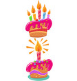 birthday cakes with colorful candles vector image