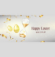 happy easter sale banner with gold eggs sandglass vector image