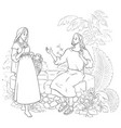 samaritan woman at well coloring page vector image vector image