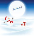 christmas background with snowman and santa vector image