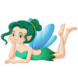 cute fairy in green costume vector image