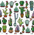 seamless pattern with cute cactuses vector image