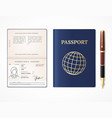 realistic detailed 3d international passport blank vector image vector image