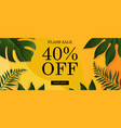 summer sale banner with tropic leaves vector image vector image
