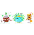 kawaii bubble tea cute emoji set vector image