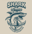 a shark with anchor in vintage style vector image vector image