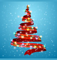 christmas tree ribbon on background glowing vector image vector image