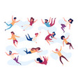 flying characters happy dreaming people falling vector image